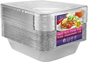 Aluminum Pans with Lids Half Size 9X13 Extra Heavy Duty, Disposable Foil Pans fo - Picture 1 of 9