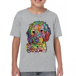 Dean Russo Sweet Poodle Youth T-shirt Dog Pattern Puppy Adopt Pet Kids - Picture 1 of 50
