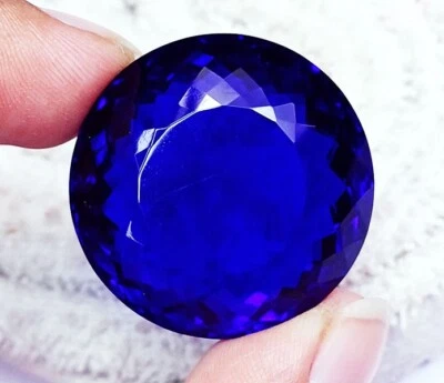 Round Shape Blue Topaz Loose Gemstone 70.30 Ct Certified With Free Shipping - Image 1 of 4