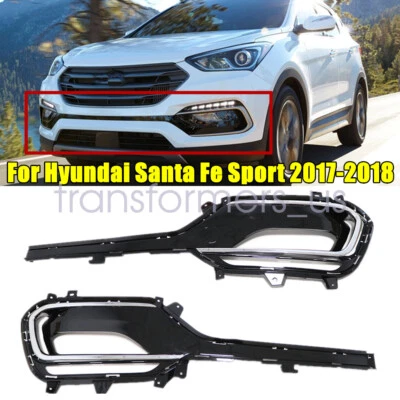 For Hyundai Santa Fe Sport 2017-2018 2PCS Front Fog Light Bezels Set Only 2.0L - Image 1 of 4