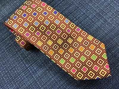 ROBERT TALBOTT men SILK NECK TIE multicolor SQUARE stripe NORDSTROM excellent! - Image 1 of 4