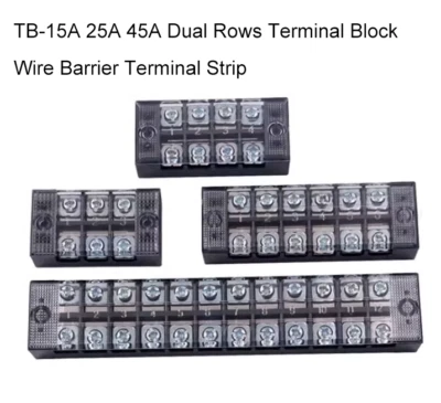 TB-15A 25A 45A Dual Rows Terminal Block Wire Barrier Terminal Strip  - Image 1 of 4