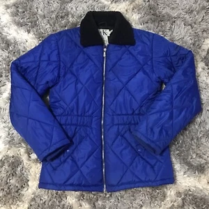 Womens Calvin Klein Puffer Jacket Quilted Parka Blue/Black Size Medium - Picture 1 of 8