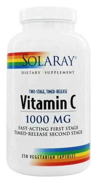 Solaray Vitamin C Rose Hips & Acerola 1000mg Two Stage Timed Release - 250 Capsules
