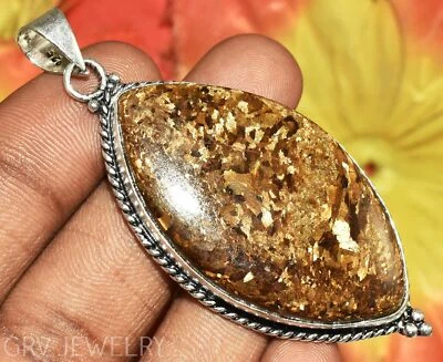 Colgante étnico de piedras preciosas de bronce enchapado en plata 925 u462-A124 Foto 1 de 4