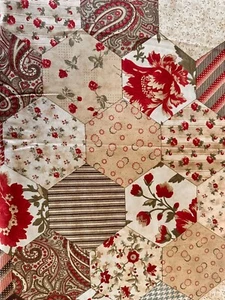 Double Chocholat Moda 3 Schwestern Hexagon Muster Stoff OOP BTHY - Bild 1 von 4