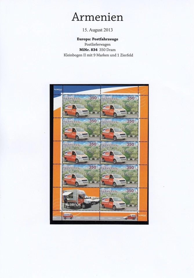 HB.EUROPA CEPT ARMENIA AÑO 2013 SIN USAR.  MINI HOJA PERFECTA 9V+1 ESP. - Imagen 1 de 1