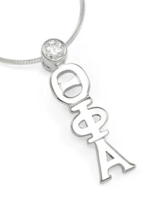 Theta Phi Alpha sterling silver lavaliere pendant w/clear CZ crystal,NEW! - Picture 1 of 2