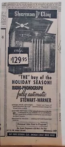 1939 newspaper ad for Stewart-Warner Radio-Phonograph - fully automatic, Xmas ad - Picture 1 of 1