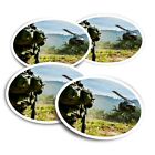 4x Round Stickers 10 cm - Bell Iroquois Huey Helicopter Jungle Army  #44262