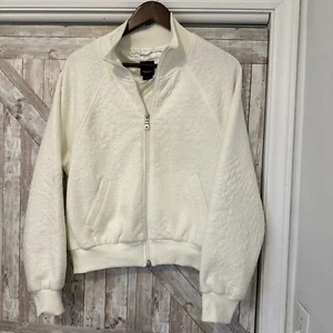 $355 Twenty Montreal Men's Cream 3D Texture Zip-Up Bomber Jacket Size Medium - Picture 1 of 13