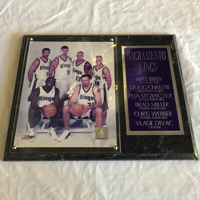Sacramento Kings Plaque Mike Bibby, Christie, Stojakovic, Miller, Webber, Divac Foto 1 de 4