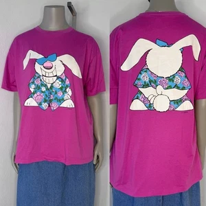 Camiseta Bunny Vintage 1985 Rosa Puntada Única Doble Cara Gráfico Oasis Zoo Crew - Imagen 1 de 8