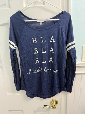 Camiseta Delia's Manga Larga Azul Marino Gráfico Suave Talla Pequeña - "Taryn Foto 1 de 4