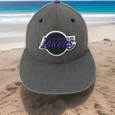 NBA Los Angeles Lakers Mitchell & Ness Hat 7 1/4 Gray Purple Black Logo Men's  - Image 1 of 4