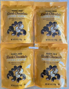 4 Packs Trader Joe's Dark Chocolate Covered Cashews Kosher 6 oz 170g Total 24 oz - Picture 1 of 3
