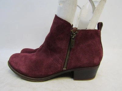 Lucky Brand Womens Size 8 M Burgundy Suede Ankle Fashion Boots Bootie - Image 1 of 4