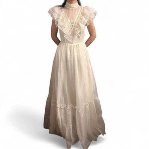 Vintage JCPenney Ivory Lace Wedding Dress - size 7/8 - Bild 1 von 18