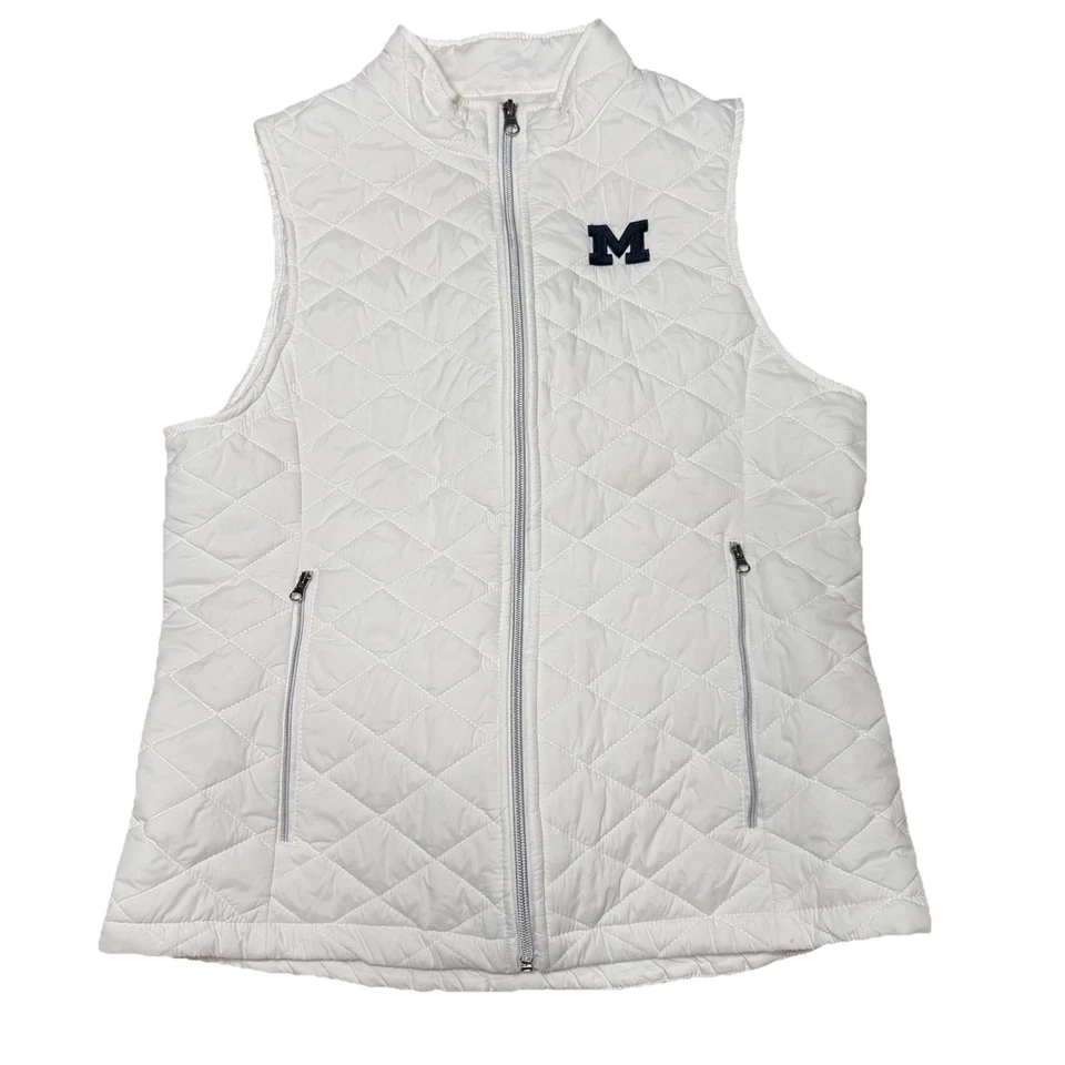 Chaleco acolchado ligero blanco Colosseum para mujer con logotipo de Michigan talla pequeña Foto 1 de 4