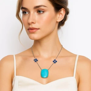 Natürlicher Shattuckit - USA und Lapis 925 Sterling Silber Halskette Schmuck N-1001 - Bild 1 von 6