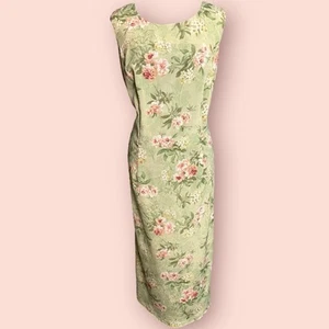 Vintage 90s pastel fairy floral midi dress Green Pink XL 14  - Bild 1 von 5