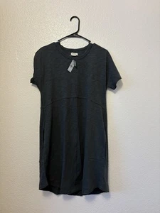 NEW UpWest 100% Cotton T-Shirt Dress Pockets Charcoal Gray Size Small - Picture 1 of 8