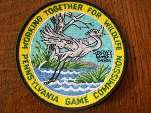 4" WTFW 1988 SNOWY GARGRET PARCHE PENNSYLVANIA GAME COMMISSION - Imagen 1 de 2