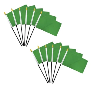 1 dozen pack of Neon Green 4x6in Solid Color Stick Flags - Picture 1 of 2