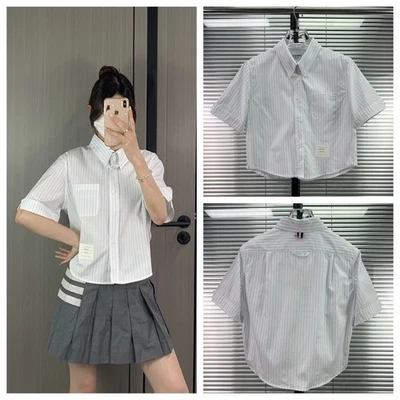 Thom Browne Women's College Style Casual Casual Short-sleeved Shirt NEW. Foto 1 de 4