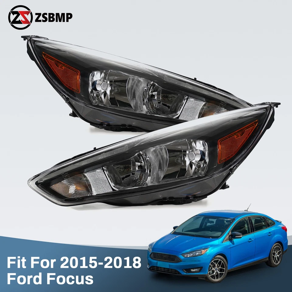 Upgrade Halogen Headlights For 2015-2018 Ford Focus Black W/ LED DRL Left+Right Foto 1 de 4