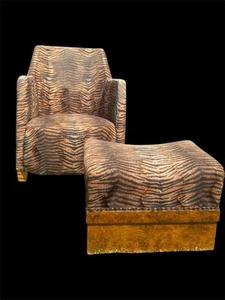 Art Deco Sessel Ottomane Hocker Wurzelholz Ca. Um 1920/30 Club Sessel Tiger - Bild 1 von 18