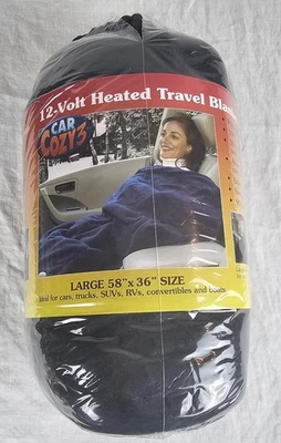 Manta de coche eléctrico climatizada 12 voltios polar viaje tiro negro temporizador de seguridad acogedor Foto 1 de 4