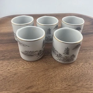 Vintage 5er Set Fukagawa Arita Landschaft #903 Serviettenringe Halter - Bild 1 von 6