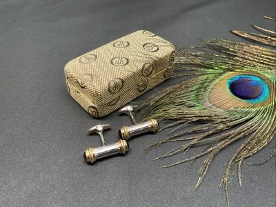 Gemelos vintage Dolan Bullock para hombre de oro de 14 quilates, plata de ley y ónix negro 2,1 G Foto 1 de 4