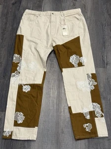 MNML Jeans Sz 38 (40x33) Off White Raw Lace Denim Button Fly Skinny Streetwear - Picture 1 of 7