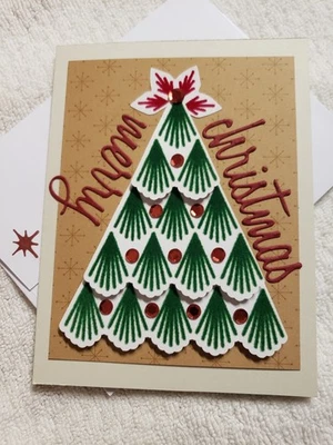 Handcrafted Christmas greeting card, Christmas tree - Image 1 of 3