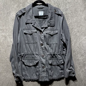 Chaqueta utilitaria antigua azul marino gris/verde longitud media para mujer talla XXL grunge punk cincha - Imagen 1 de 14