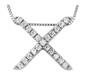 "X" QUADRATISCHE DIAMANT INITIALEN 14K WEISSGOLD NORMALE GRÖSSE - Bild 1 von 1