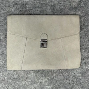 Vintage The Limited Suede Clutch Bag Purse Hobo Hippie Gray Handbag - Picture 1 of 13