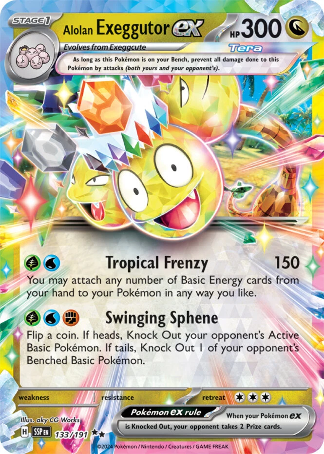 x1 Alolan Exeggutor ex - 133/191 - Double Rare Pokemon SV08 Surging Sparks M/NM - Image 1 of 1