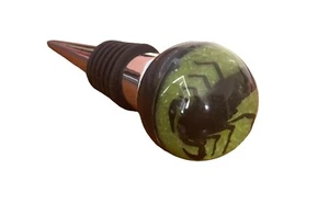 Wine Bottle Stopper -Black Scorpion -Genuine Insect- green background - Picture 1 of 3
