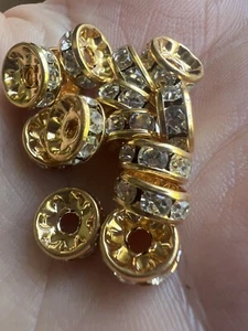 17Pc Clear Czech crystal In Gold Plated Rondel Spacer Bead 8 By 3.4mm (c1212) - Picture 1 of 8