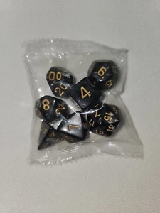 7 piezas. Dungeons and Dragons D&D RPG JUEGO DE ROL Juego de Dados Negro Dorado Perla - Imagen 1 de 2