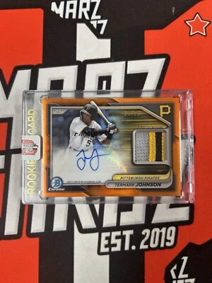2024 Bowman Chrome Autograph Gold Refractor Termarr Johnson RC Patch Auto /25 - Image 1 of 2