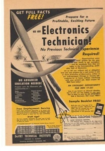 1958 Elektroniker Werbung DeVRY Technical Institute Chicago,  - Bild 1 von 1