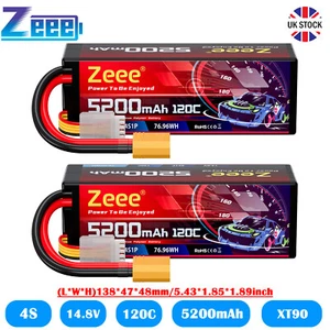 2x Zeee 4S Lipo Battery 5200mAh 14.8V 120C HardCase XT90 for RC Car Truck Boat - Picture 1 of 7