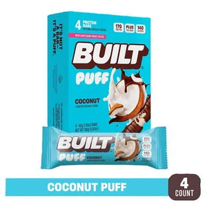 Built Bar Protein Bar, Coconut Puff 17g Protein, Collagen, 140 Calories, 4 Count - Picture 1 of 6