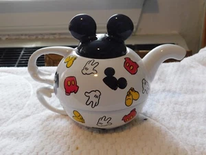 Walt Disney Mickey Mouse Tea For One Set 4 Pieces: Cup Teapot w Ears Lid Saucer - Picture 1 of 11