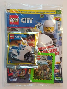 Lego®City revista n.o 13 con figura policía + pegatina Jurassic World, nuevo - Imagen 1 de 1