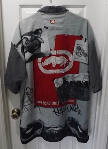 💥 VINTAGE MARC ECKO UNLIMITED DJ RAVE TURNTABLE GRAPHIC PRINT SHIRT SIZE XL - Picture 1 of 3